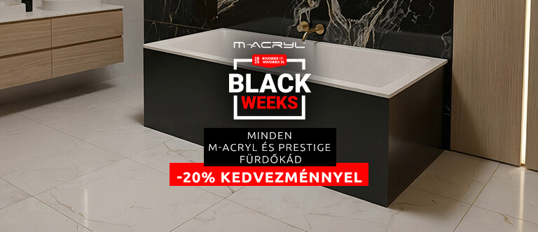 M-Acryl Black Weeks – 20% kedvezmény minden fürdőkádra!